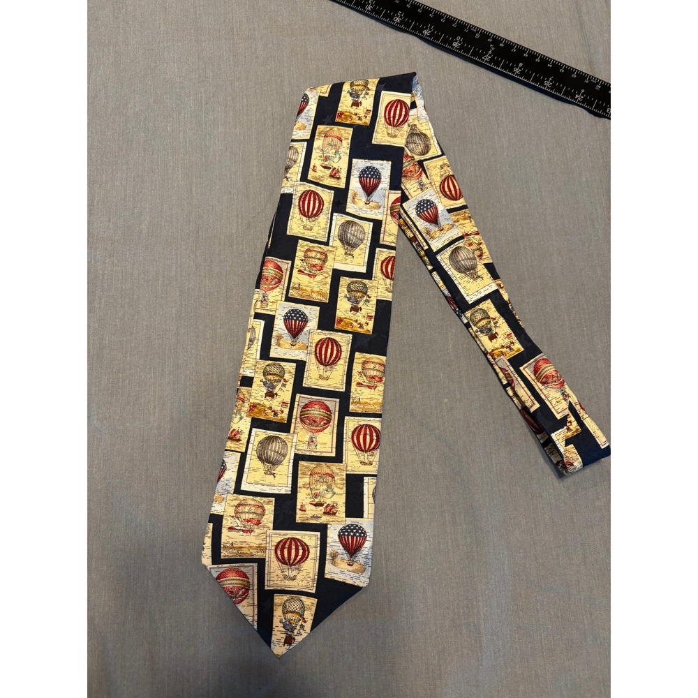 Tango by Max Raab Silk Tie Americana Series Aerostatic Balloons Circa 1800 Navy